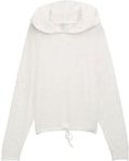 TOM TAILOR DENIM Damen Loose Fit Hoodie Sweatshirt mit Schleifen-Detail, weiß, Meliert, Gr. S