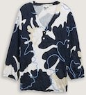 TOM TAILOR Damen Crinkle Blusenshirt, blau, Geblümt, Gr. L