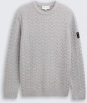 Thumbnail - TOM TAILOR Herren Strickpullover mit Zopfmuster, grau, Meliert, Gr. XXXL