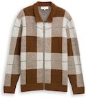 Thumbnail - TOM TAILOR DENIM Herren Relaxed Fit Strickjacke mit Karomuster, braun, Kariert, Gr. XL