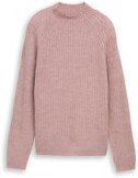 Thumbnail - TOM TAILOR DENIM Damen Relaxed Fit Strickpullover mit Stehkragen, rosa, Meliert, Gr. XS