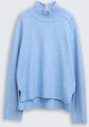 TOM TAILOR Damen Loose Fit Strickpullover mit Stehkragen, blau, Meliert, Gr. XL