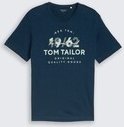TOM TAILOR Herren T-Shirt mit Logo-Print, blau, Meliert, Gr. XL