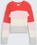 TOM TAILOR Mädchen Cropped Strickpullover mit Colour Blocking, rot, Colour Blocking, Gr. 128