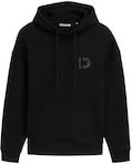 TOM TAILOR DENIM Herren Relaxed Hoodie Sweatshirt mit Logo-Stickerei, schwarz, Uni, Gr. S