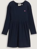 TOM TAILOR Mädchen Mini-Kleid mit Rippstruktur, blau, Uni, Gr. 128/134