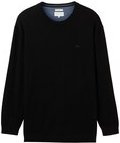 TOM TAILOR Herren Plus Size - Strickpullover mit Logo Stickerei, schwarz, Uni, Gr. 5XL