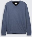 Thumbnail - TOM TAILOR Herren Strickpullover mit V-Ausschnitt, blau, Meliert, Gr. M