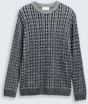 Thumbnail - TOM TAILOR Herren Strickpullover mit Zopfmuster, blau, Meliert, Gr. XL