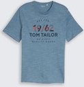 TOM TAILOR Herren T-Shirt mit Logo-Print, blau, Meliert, Gr. L