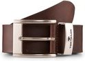 TOM TAILOR Herren TTTOM Ledergürtel mit eckiger Dornschließe, braun, Logo Print, Gr. 95