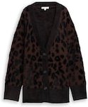 TOM TAILOR Damen Oversize Cardigan mit Leo-Muster, braun, Animalprint, Gr. XS