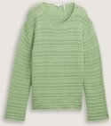 TOM TAILOR Damen Strickpullover aus Bio-Baumwolle, grün, Uni, Gr. L