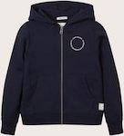 TOM TAILOR Jungen Hoodie Sweatjacke mit Print, blau, Uni, Gr. 164