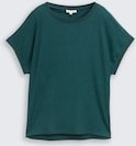 TOM TAILOR Damen T-Shirt im Material-Mix, grün, Uni, Gr. L