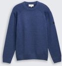 TOM TAILOR Herren Strickpullover mit Ripp-Details, blau, Meliert, Gr. XL