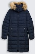 TOM TAILOR Damen Puffer-Mantel mit abnehmbarer Kapuze, blau, Uni, Gr. XXXL