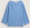 TOM TAILOR Damen Loose Fit Strickpullover, blau, Meliert, Gr. XS