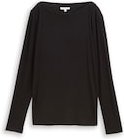 Thumbnail - TOM TAILOR Damen Slim Fit Langarmshirt mit U-Boot-Ausschnitt, schwarz, Uni, Gr. L