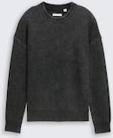 TOM TAILOR Jungen Strickpullover im Washed-Look, schwarz, Uni, Gr. 128