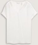TOM TAILOR Damen Loose Fit Bluse mit V-Ausschnitt, weiß, Uni, Gr. 46