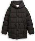Thumbnail - TOM TAILOR DENIM Damen Puffer-Mantel mit Knopfleiste, schwarz, Uni, Gr. XL