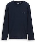 Thumbnail - TOM TAILOR Herren Langarmshirt mit Print, blau, Uni, Gr. S