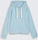 TOM TAILOR DENIM Damen Hoodie Sweatshirt mit Stickerei, blau, Uni, Gr. XL