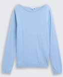 TOM TAILOR Damen Strickpullover mit U-Boot-Ausschnitt, blau, Uni, Gr. XXL
