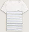 TOM TAILOR Damen T-Shirt mit Streifenmuster, weiß, Uni, Gr. S