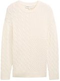 Thumbnail - TOM TAILOR DENIM Herren Relaxed Pullover mit Zopfmuster, weiß, Uni, Gr. L