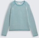 TOM TAILOR Damen Strickpullover mit Rundhalsausschnitt, blau, Meliert, Gr. XS