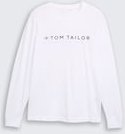 TOM TAILOR Herren Langarmshirt mit Logo-Print, weiß, Uni, Gr. XXXL