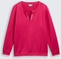 TOM TAILOR Damen Plus Size - Scuba Sweatshirt mit Strasssteinen, rot, Uni, Gr. 46