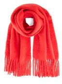 TOM TAILOR DENIM Damen Schal mit Fransen, rot, Uni, Gr. ONESIZE