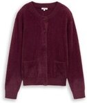 TOM TAILOR Damen Federgarn-Cardigan mit Knopfleiste, rot, Uni, Gr. XXL