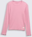 TOM TAILOR Mädchen Basic Ripp Langarmshirt, rosa, Uni, Gr. 128