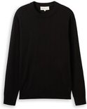 TOM TAILOR DENIM Herren Basic Strickpullover aus Baumwolle, schwarz, Uni, Gr. M