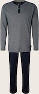 TOM TAILOR Herren Pyjama-Set aus Baumwolle, blau, Gestreift, Gr. 52/L