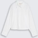 TOM TAILOR DENIM Damen Boxy Fit Hemdbluse aus Baumwolle, weiß, Uni, Gr. S