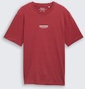 TOM TAILOR DENIM Herren Relaxed Fit T-Shirt aus Baumwolle, rot, Uni, Gr. XS