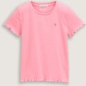 TOM TAILOR Mädchen Ripp T-Shirt mit Print, rosa, Uni, Gr. 128/134
