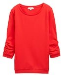 TOM TAILOR DENIM Damen Sweatshirt mit Raffungen, rot, Uni, Gr. XXL