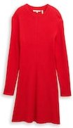 TOM TAILOR DENIM Damen Fitted Mini-Kleid aus Rippstrick, rot, Uni, Gr. L