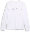 Thumbnail - TOM TAILOR Herren Langarmshirt mit Logo-Print, weiß, Uni, Gr. S