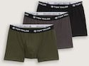 TOM TAILOR Herren Mittellange Boxershorts im 3er-Pack, grün, Uni, Gr. S