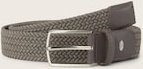 TOM TAILOR Herren TTALEX elastischer Flechtgürtel mit eckiger Dornschließe, grau, Logo Print, Gr. 80