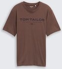 TOM TAILOR Herren T-Shirt aus Baumwolle mit Logo-Print, braun, Uni, Gr. M