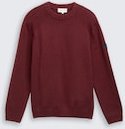 TOM TAILOR Herren Strickpullover mit Ripp-Details, rot, Meliert, Gr. XL