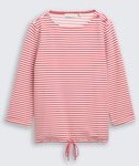 TOM TAILOR Damen Langarmshirt mit Knopf-Details, rosa, Gestreift, Gr. S